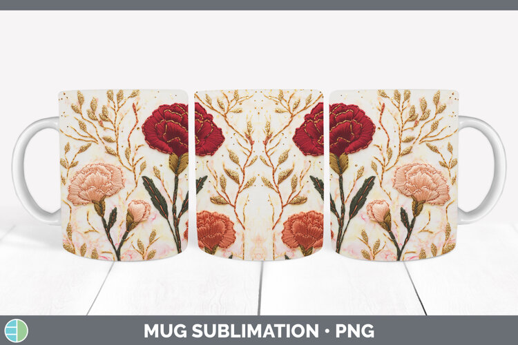 GorgeousFlowers 01 Embroider Mug Wrap design.