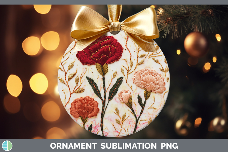 Flowers 01 Embroider Carnation Ornament Sublimation Bauble D