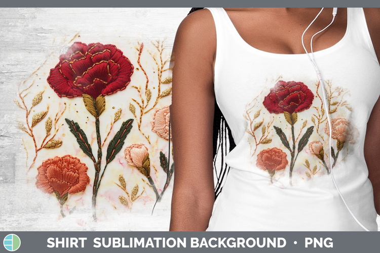 Flowers 01 Embroider Carnation Shirt Sublimation Sublimation