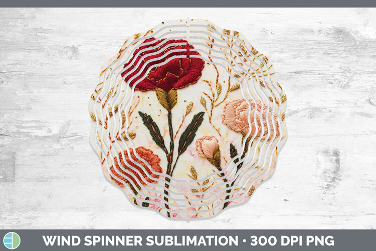 GorgeousFlowers 01 Embroider Wind Spinner design.
