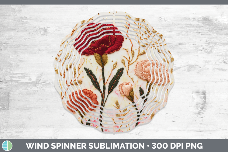 Flowers 01 Embroider Carnation Wind Spinner Sublimation Spin