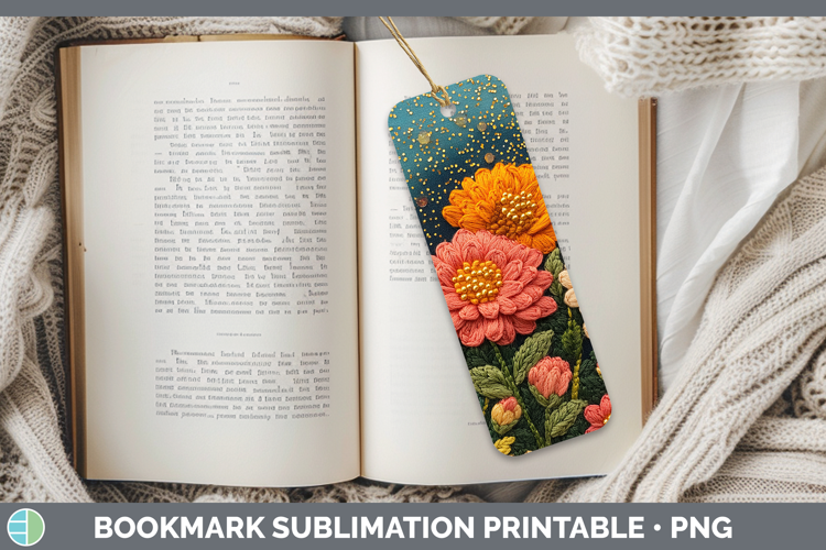 Flowers 01 Embroider Chrysanthemum Bookmark Sublimation Prin