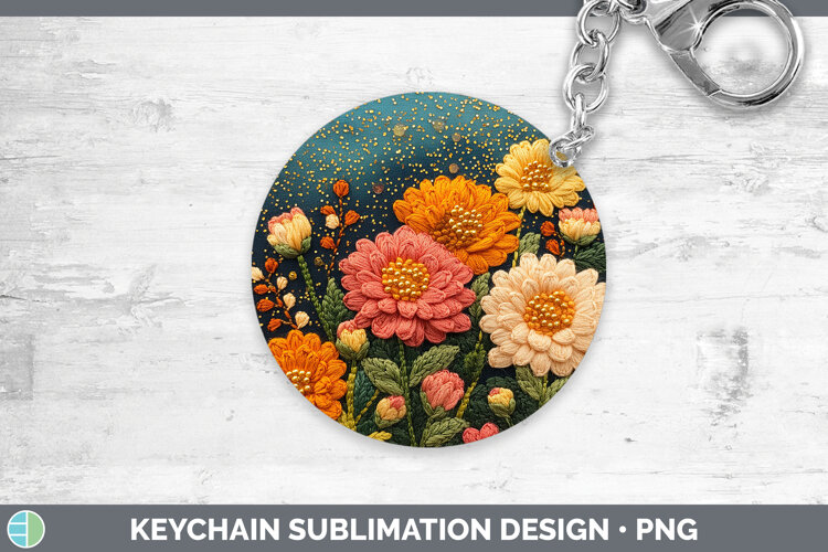 GorgeousFlowers 01 Embroider Keychain design.