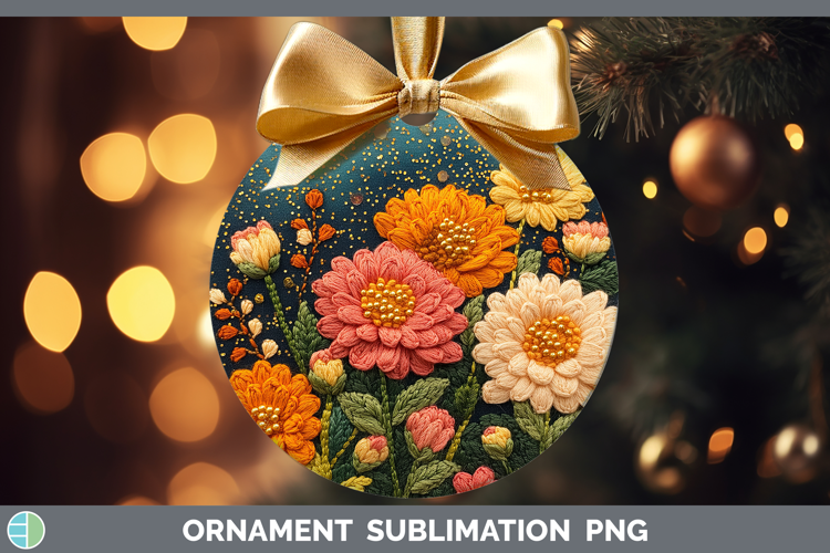 Flowers 01 Embroider Chrysanthemum Ornament Sublimation Baub