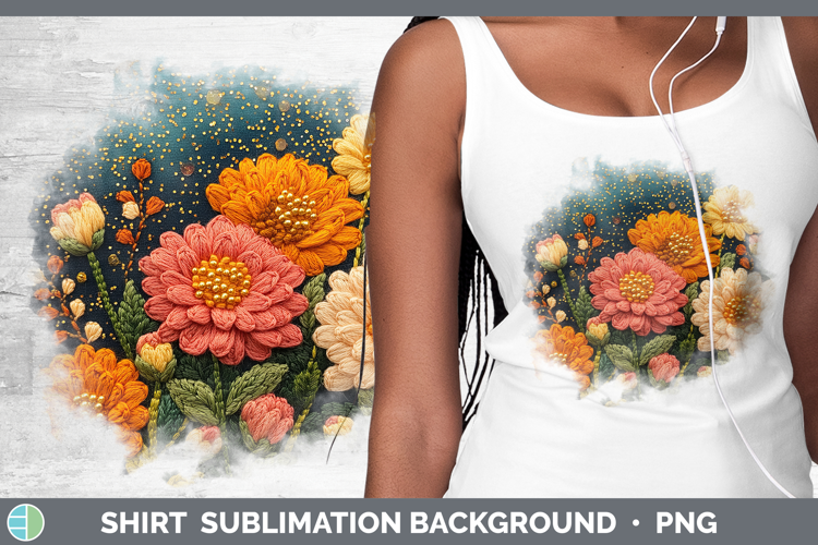 Flowers 01 Embroider Chrysanthemum Shirt Sublimation Sublima