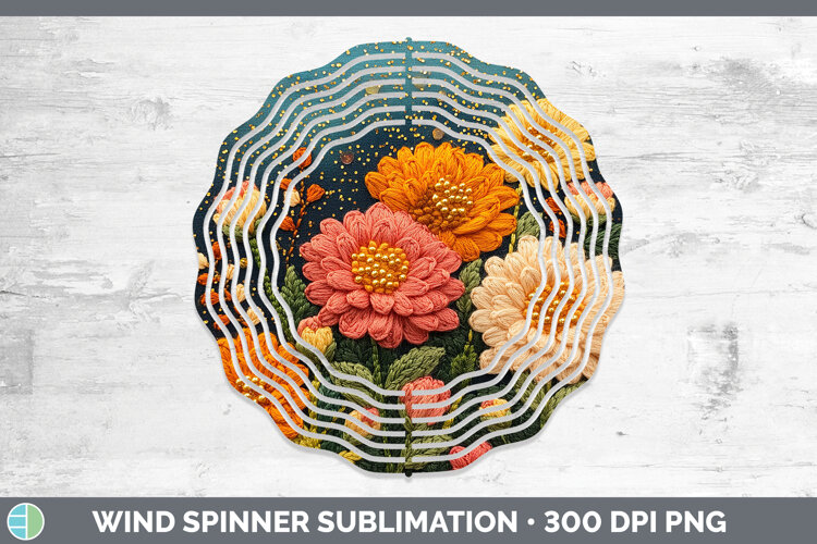 GorgeousFlowers 01 Embroider Wind Spinner design.