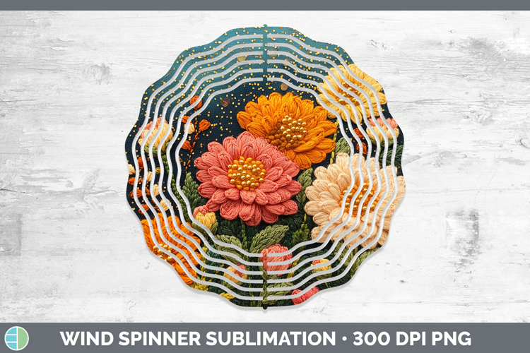 Flowers 01 Embroider Chrysanthemum Wind Spinner Sublimation