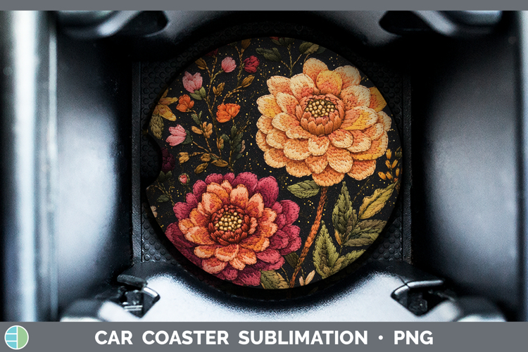 Flowers 01 Embroider Dahlia Car Coaster Sublimation Designs