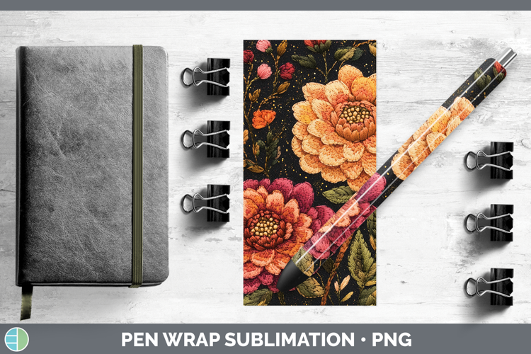 Flowers 01 Embroider Dahlia Pen Wrap Sublimation Pen Designs
