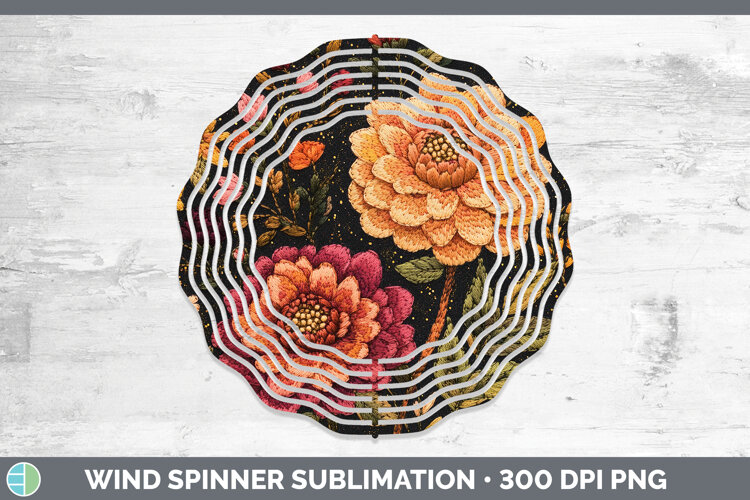 GorgeousFlowers 01 Embroider Wind Spinner design.