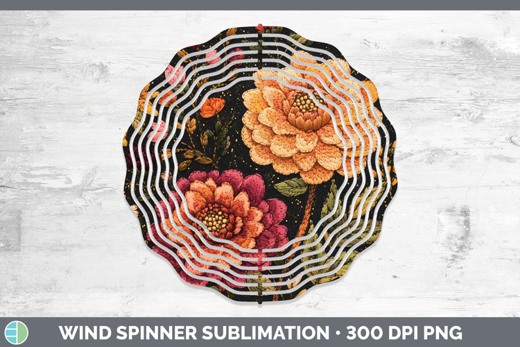 Flowers 01 Embroider Dahlia Wind Spinner Sublimation Spinner
