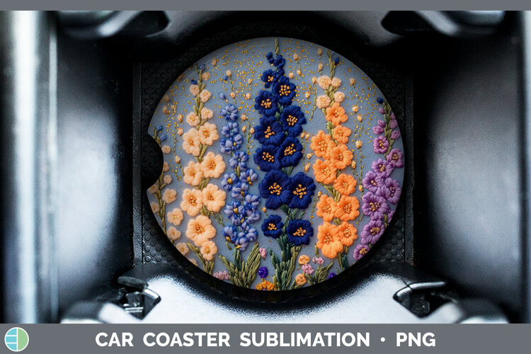 GorgeousFlowers 01 Embroider Car Coaster design.
