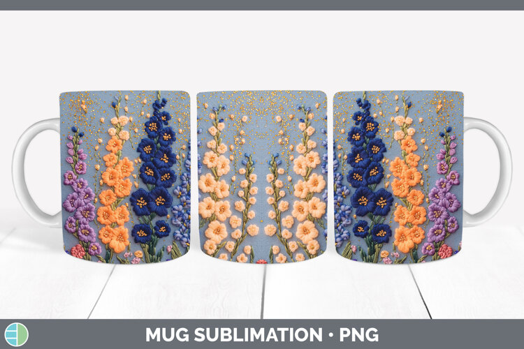 GorgeousFlowers 01 Embroider Mug Wrap design.