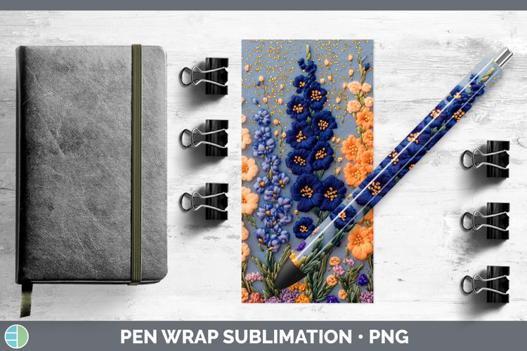 Flowers 01 Embroider Delphinium Pen Wrap Sublimation Pen Des
