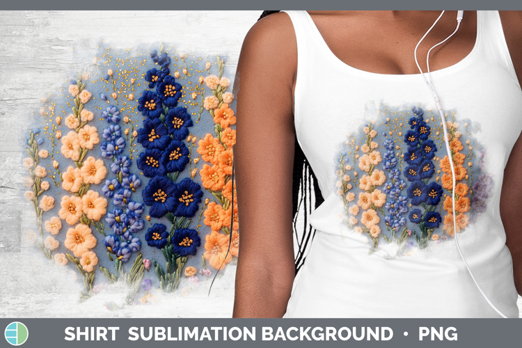 Flowers 01 Embroider Delphinium Shirt Sublimation Sublimatio