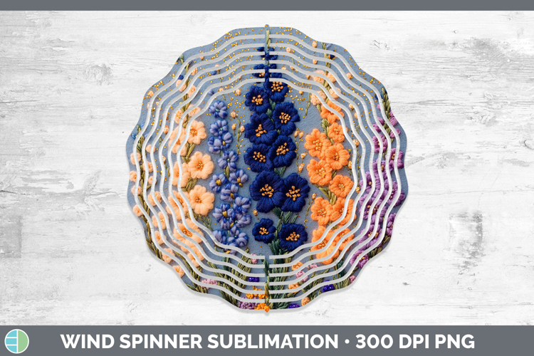 Flowers 01 Embroider Delphinium Wind Spinner Sublimation Spi