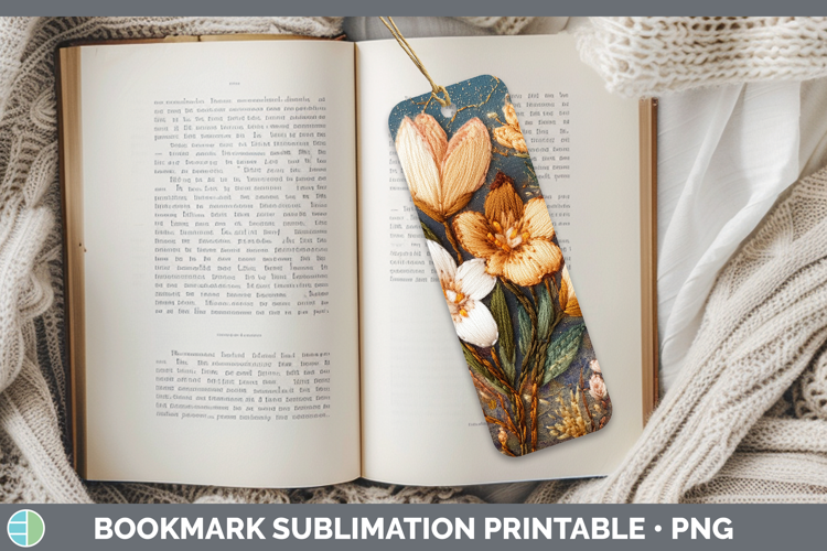 Flowers 01 Embroider Freesia Bookmark Sublimation Printable