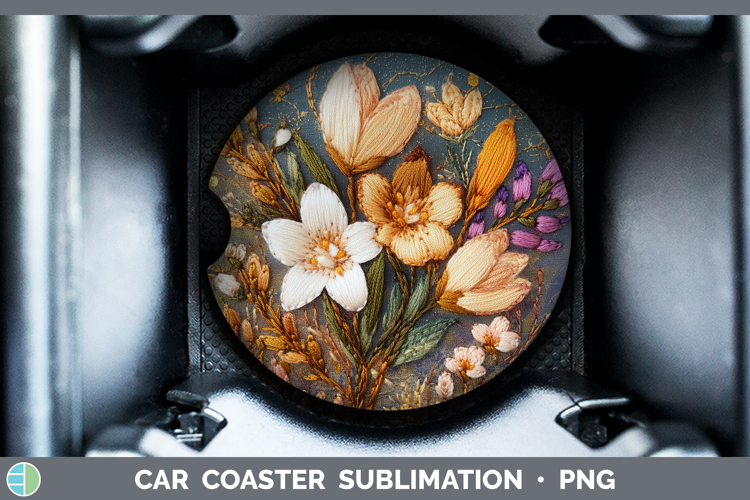 Flowers 01 Embroider Freesia Car Coaster Sublimation Design