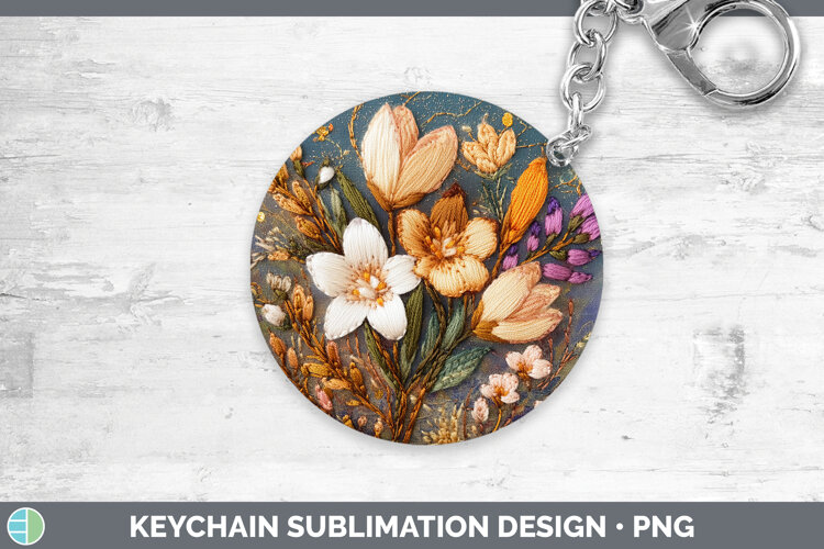 GorgeousFlowers 01 Embroider Keychain design.