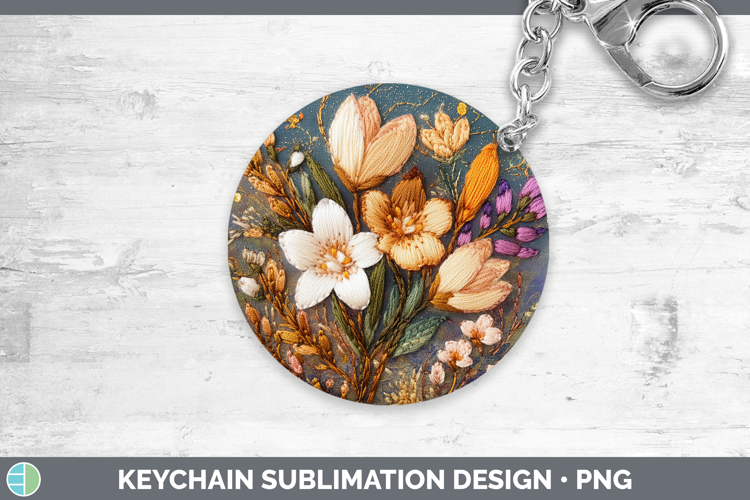 Flowers 01 Embroider Freesia Keychain Sublimation Keyring De