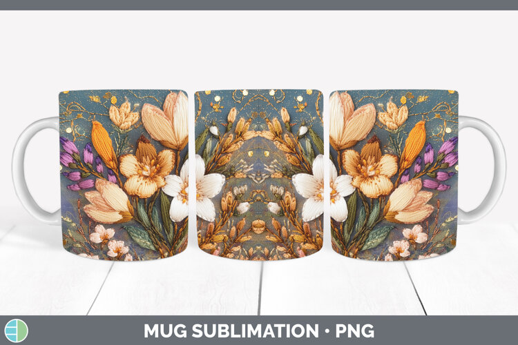 GorgeousFlowers 01 Embroider Mug Wrap design.