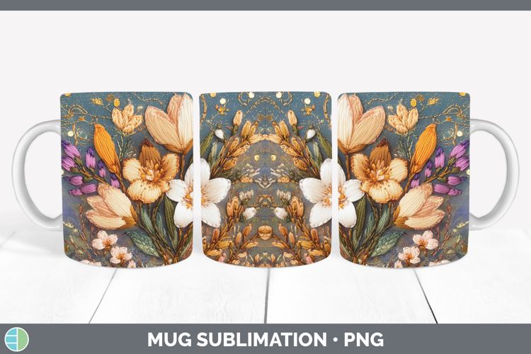 Flowers 01 Embroider Freesia Mug Wrap Sublimation Coffee Cup
