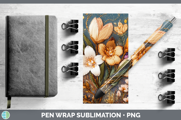 Flowers 01 Embroider Freesia Pen Wrap Sublimation Pen Design