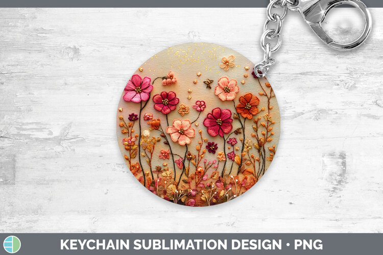 GorgeousFlowers 01 Embroider Keychain design.