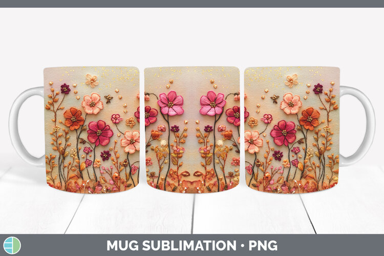 GorgeousFlowers 01 Embroider Mug Wrap design.