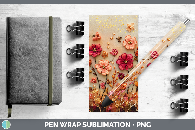 Flowers 01 Embroider Geranium Pen Wrap Sublimation Pen Desig
