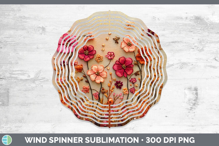 GorgeousFlowers 01 Embroider Wind Spinner design.