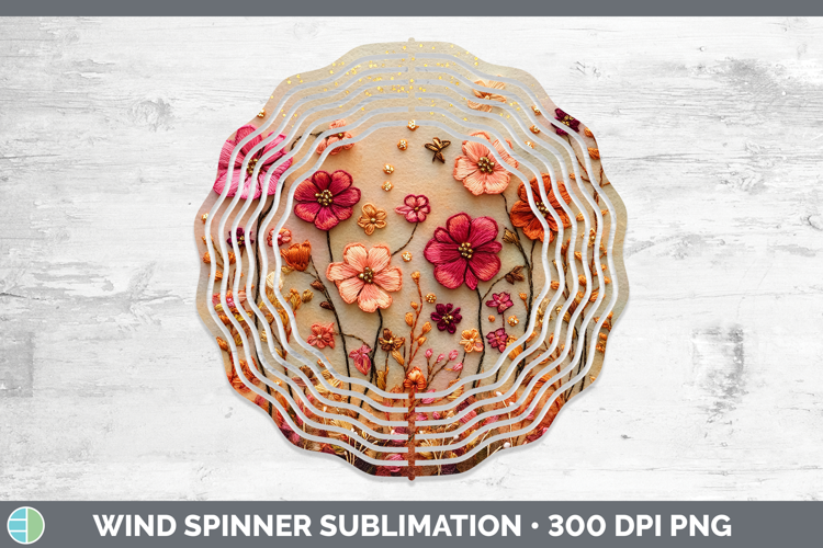 Flowers 01 Embroider Geranium Wind Spinner Sublimation Spinn