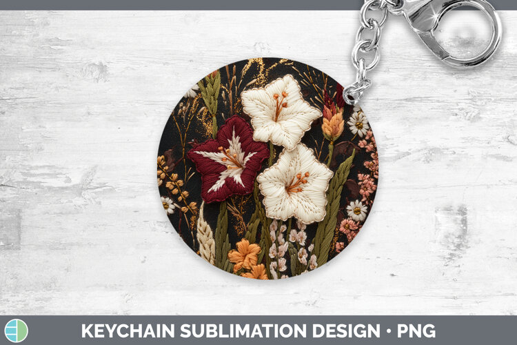 GorgeousFlowers 01 Embroider Keychain design.