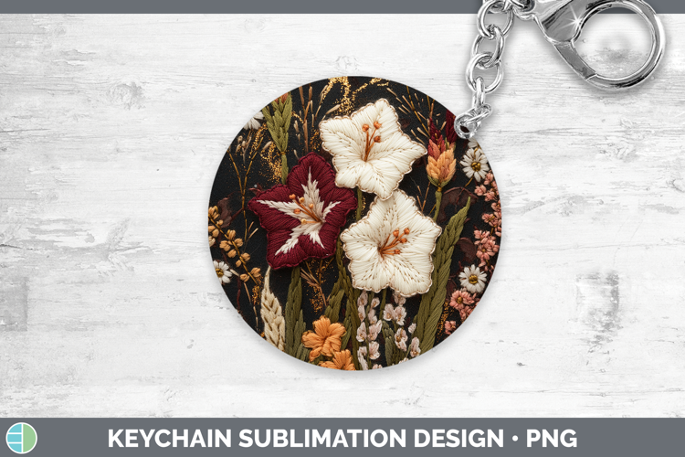 Flowers 01 Embroider Gladiolus Keychain Sublimation Keyring