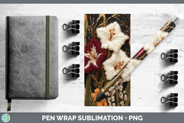 GorgeousFlowers 01 Embroider Pen Wrap design.