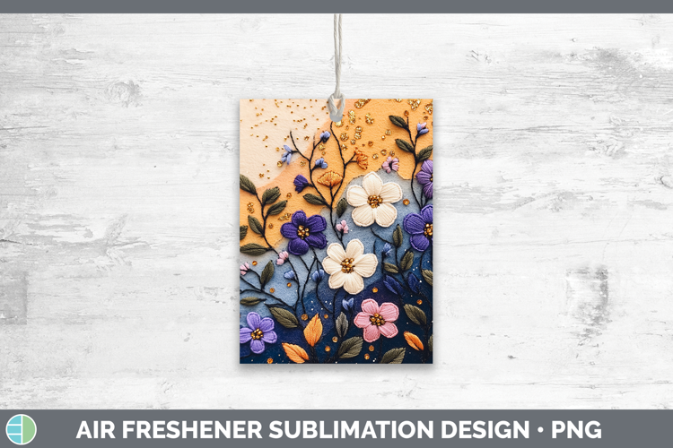 Flowers 01 Embroider Periwinkle Air Freshener Sublimation Ca