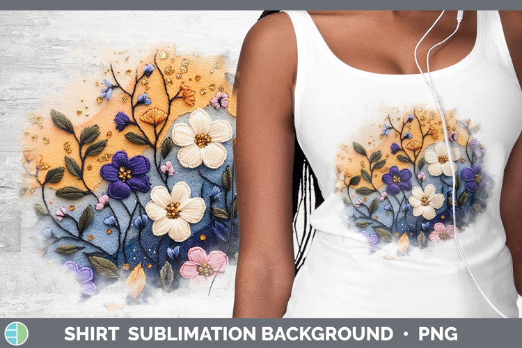 Flowers 01 Embroider Periwinkle Shirt Sublimation Sublimatio