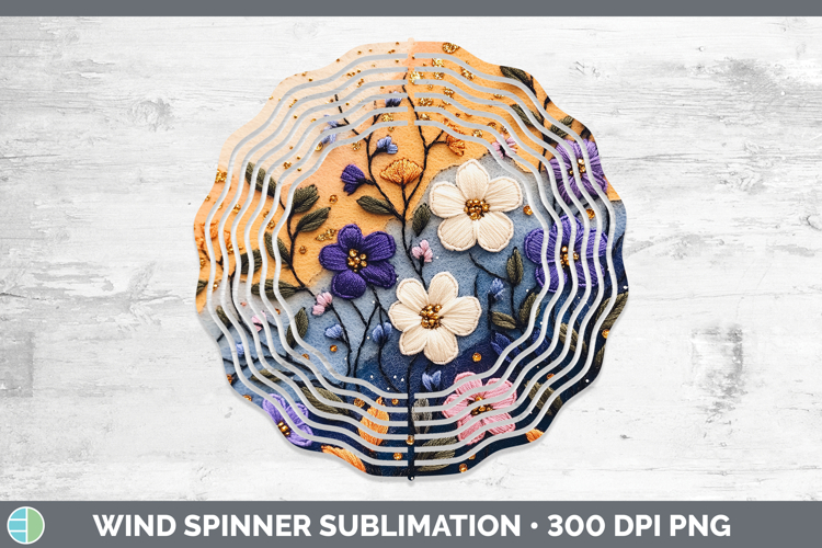 Flowers 01 Embroider Periwinkle Wind Spinner Sublimation Spi