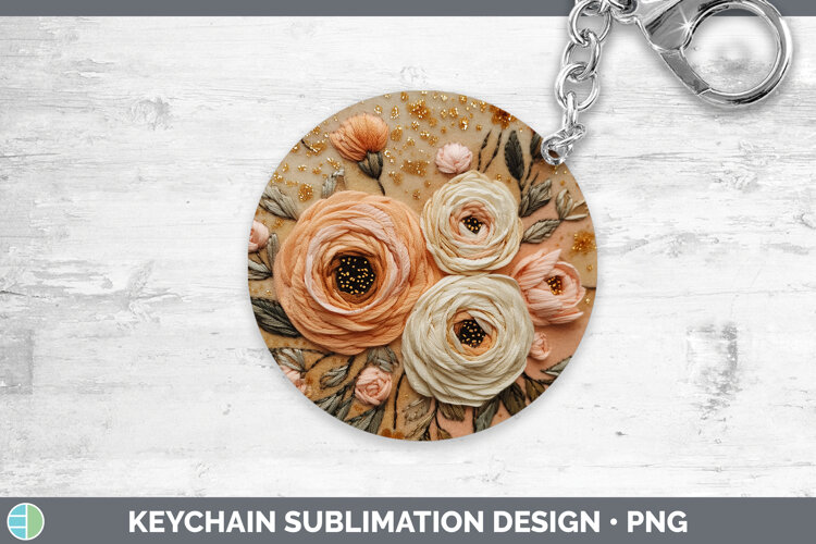 GorgeousFlowers 01 Embroider Keychain design.