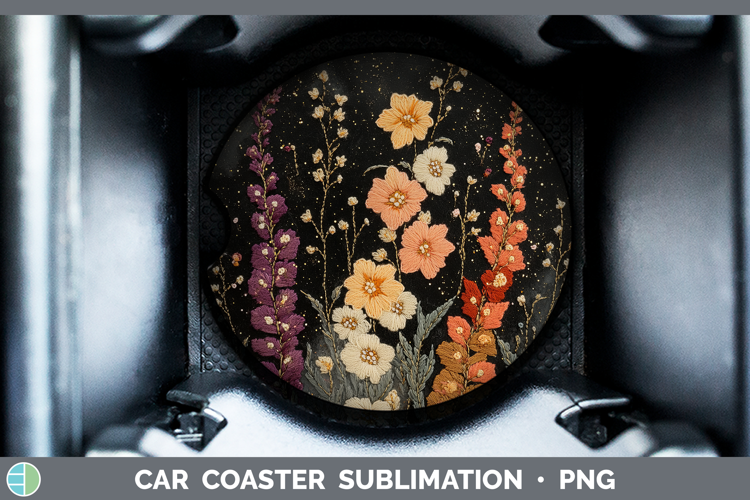 Flowers 01 Embroider Snapdragon Car Coaster Sublimation Des