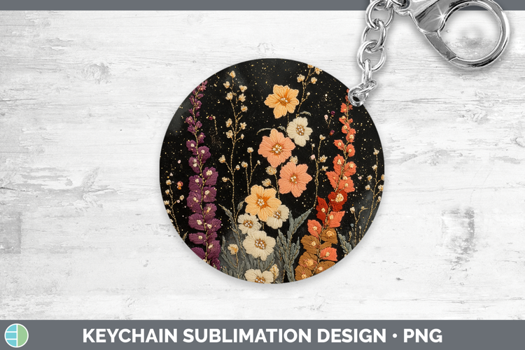 Flowers 01 Embroider Snapdragon Keychain Sublimation Keyring