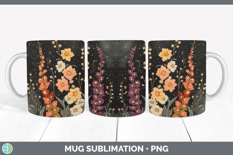 GorgeousFlowers 01 Embroider Mug Wrap design.