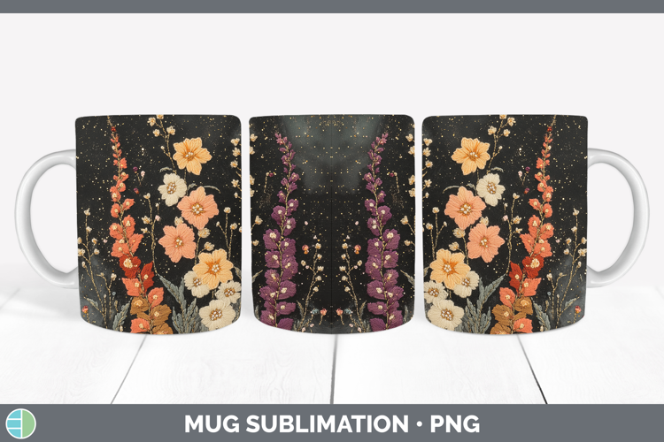 Flowers 01 Embroider Snapdragon Mug Wrap Sublimation Coffee