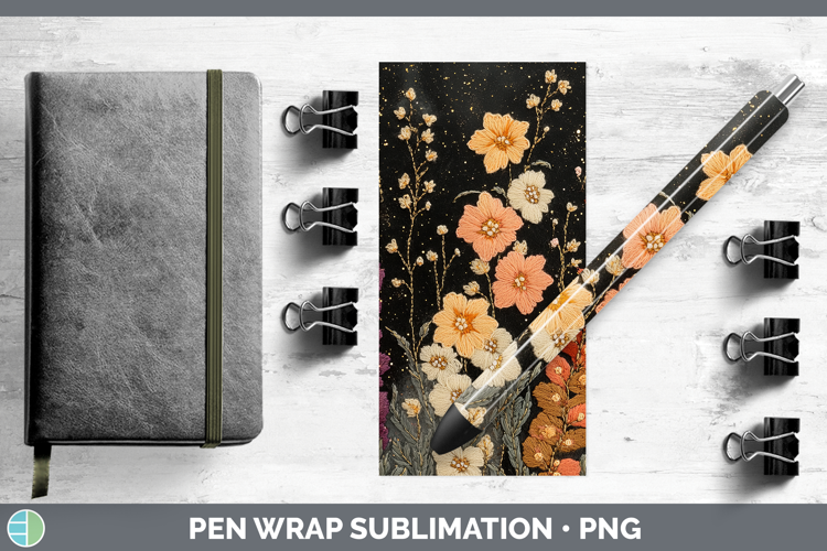 Flowers 01 Embroider Snapdragon Pen Wrap Sublimation Pen Des