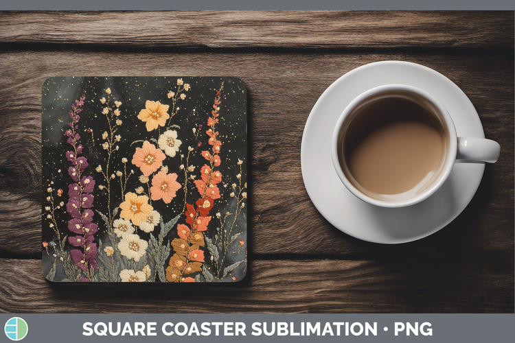Flowers 01 Embroider Snapdragon Square Coaster Sublimation C