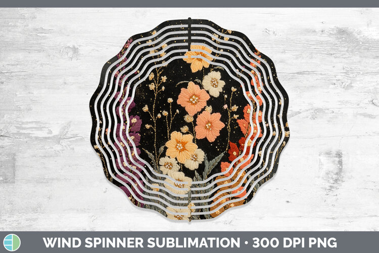 GorgeousFlowers 01 Embroider Wind Spinner design.