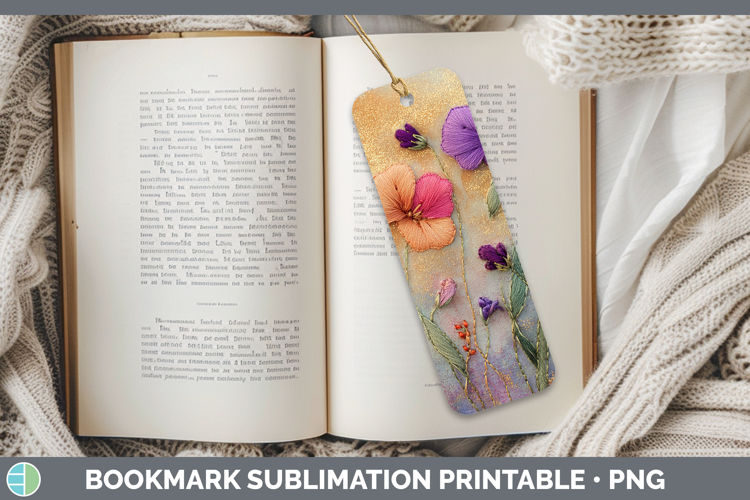 Flowers 01 Embroider Sweet Pea Bookmark Sublimation Printabl