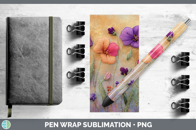 Flowers 01 Embroider Sweet Pea Pen Wrap Sublimation Pen Desi