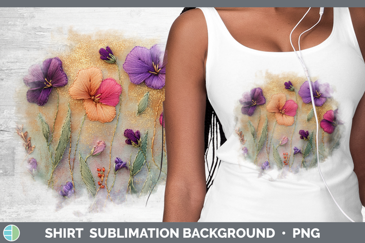 Flowers 01 Embroider Sweet Pea Shirt Sublimation Sublimation