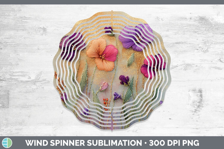 GorgeousFlowers 01 Embroider Wind Spinner design.